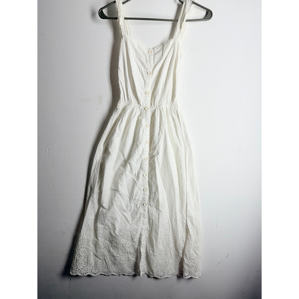 Ambar White Eyelet Midi Dress Small Cottagecore Button Down Summer Sun Dress